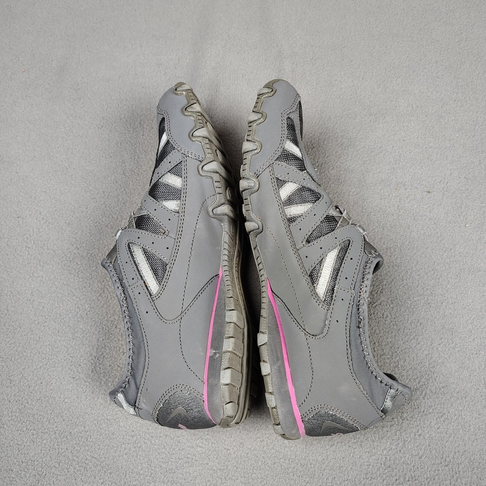 Skechers Biker Shoe Women Sz 9 Gray Pink Leather Bungee Slip On Sneaker Walking - Picture 6 of 9